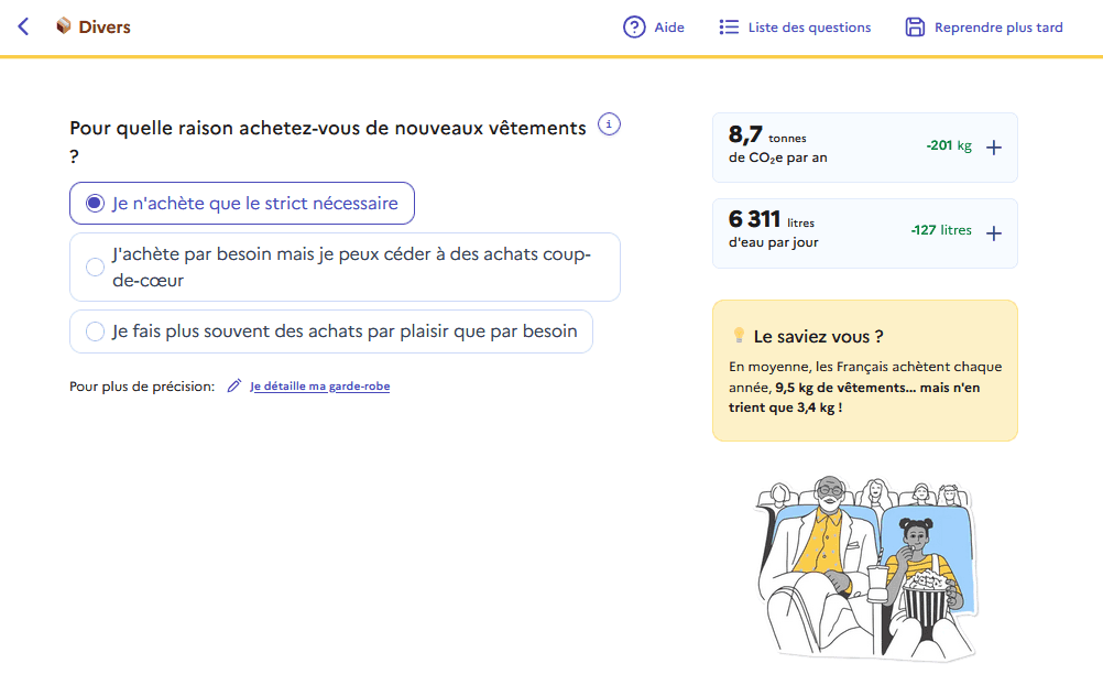 Capture de la nouvelle version de la question textile