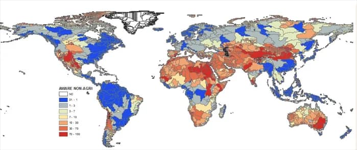 Carte mondiale des facteurs de stress hydrique utilisés dans la méthode AWARE