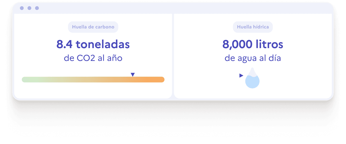 Dos representaciones gráficas de las huellas de carbono e hídrica